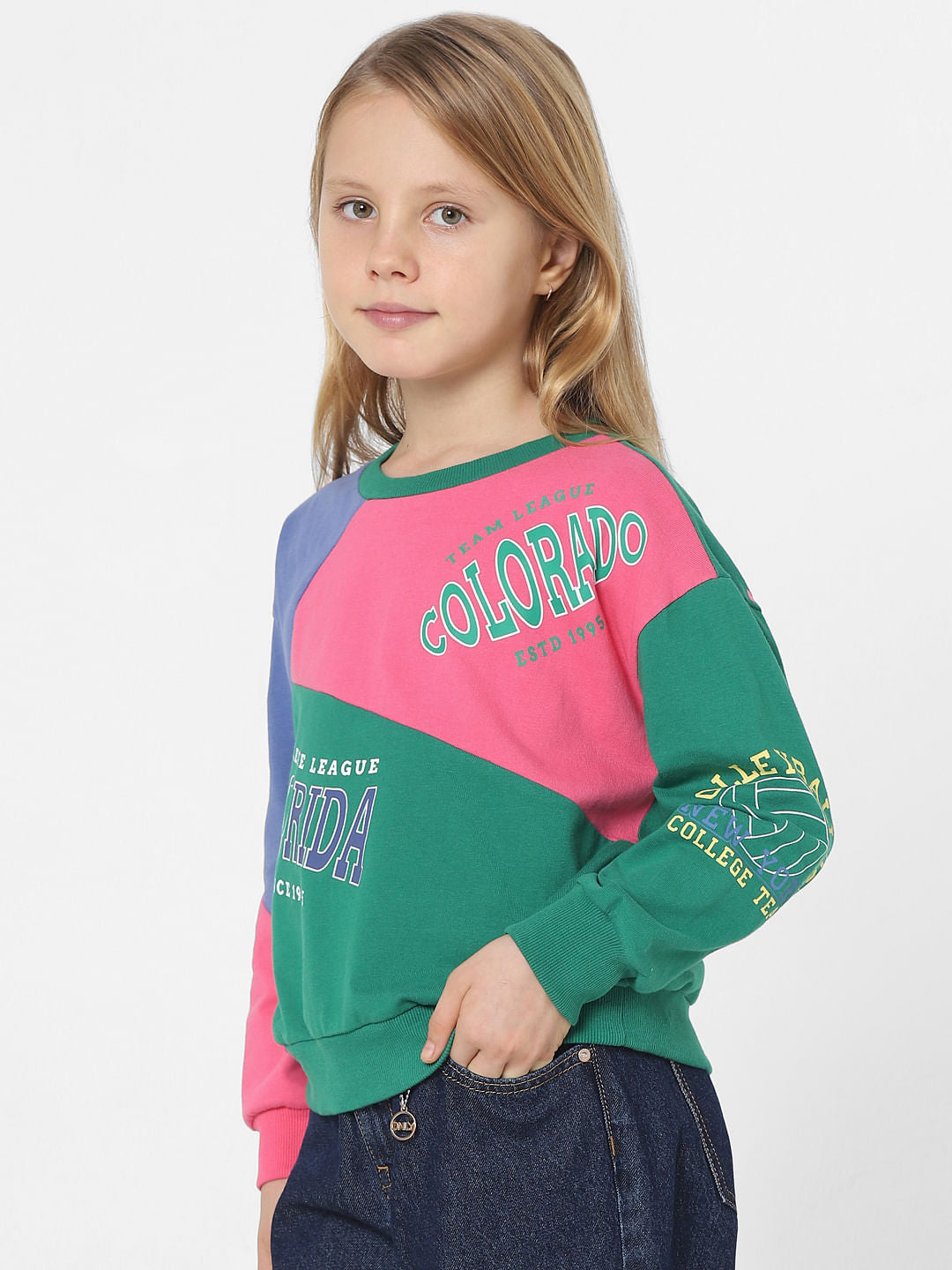 Green Colourblocked Sweatshirt