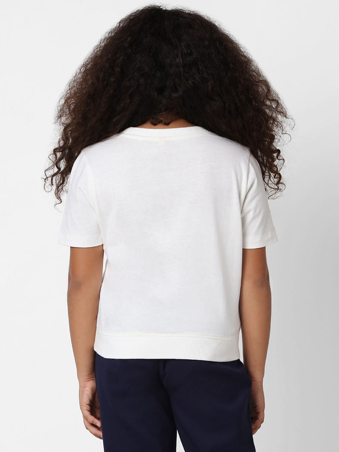 Girls White Graphic Print T-Shirt