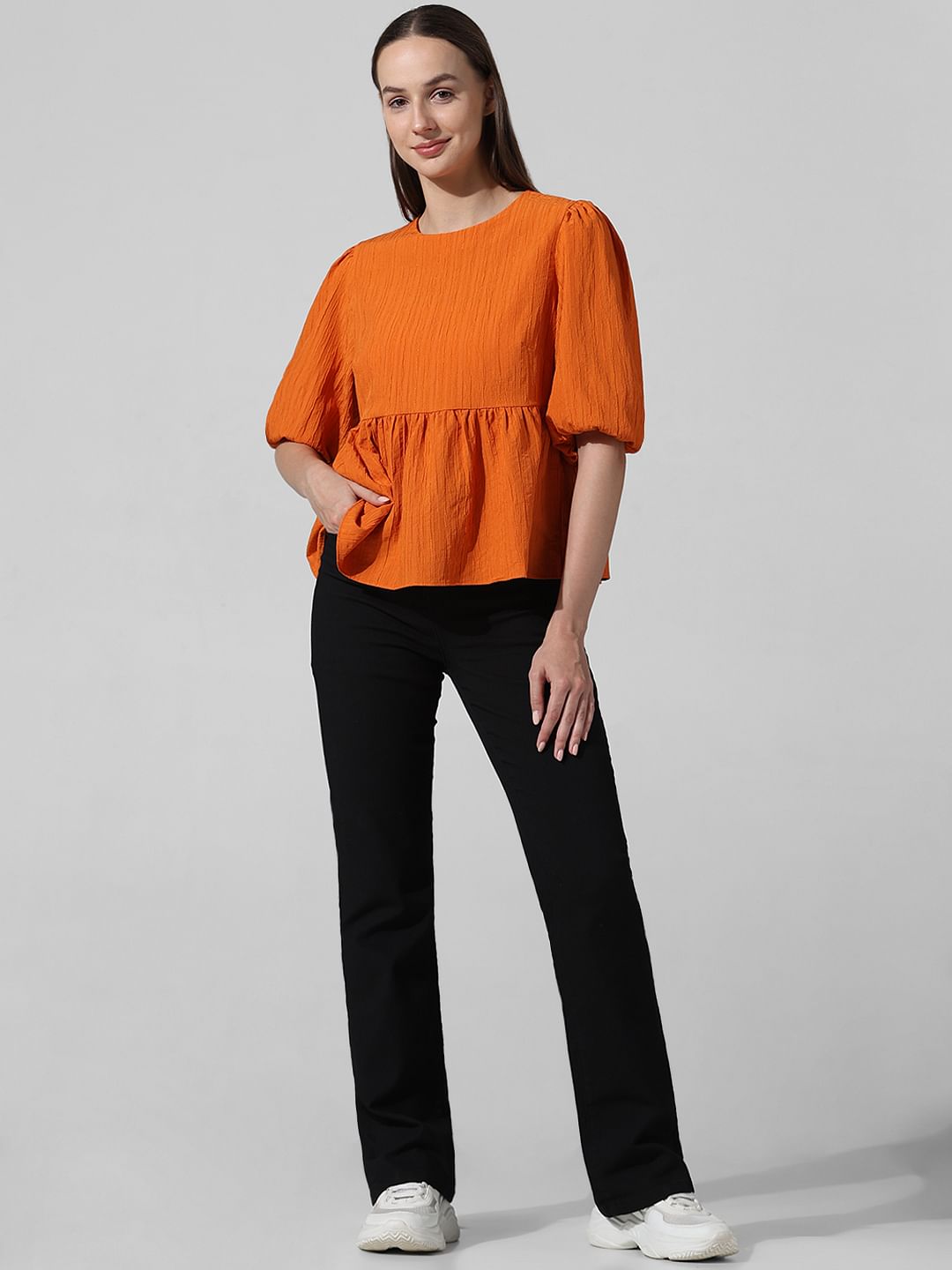 Orange Peplum Top