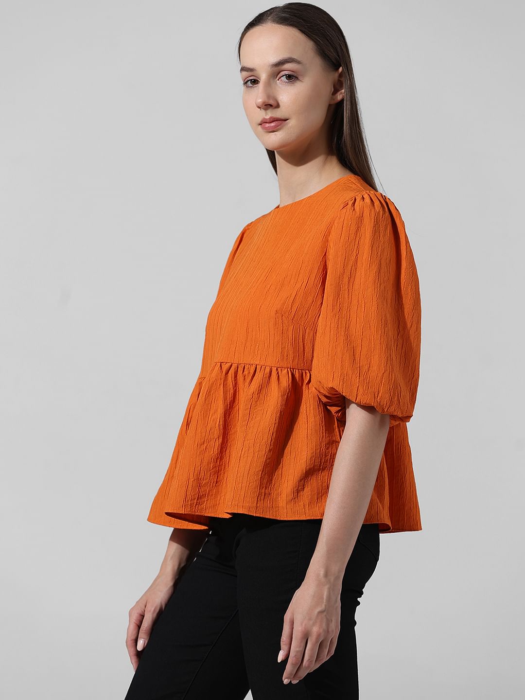 Orange Peplum Top