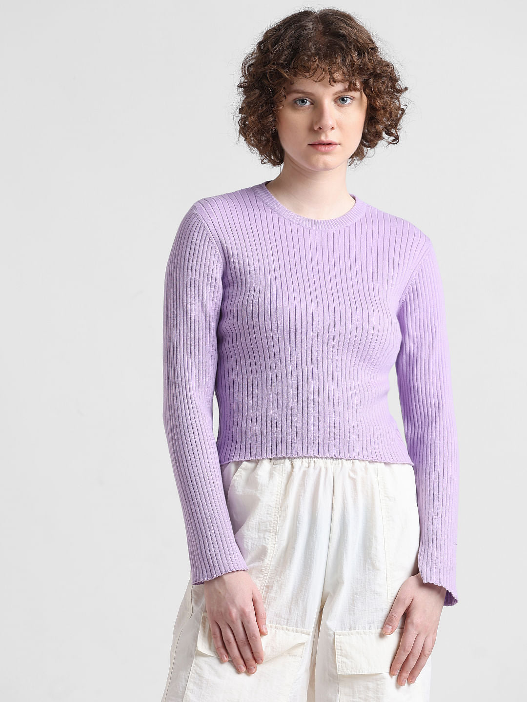 Lavender Ribbed Knit Top