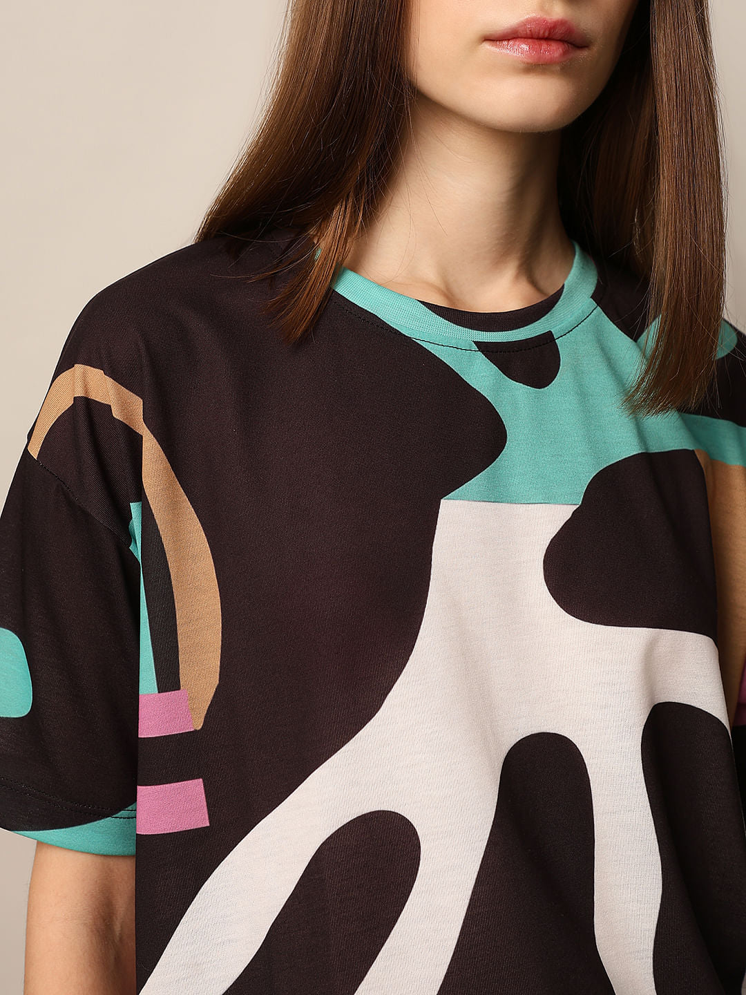 Black Printed Oversized T-Shirt