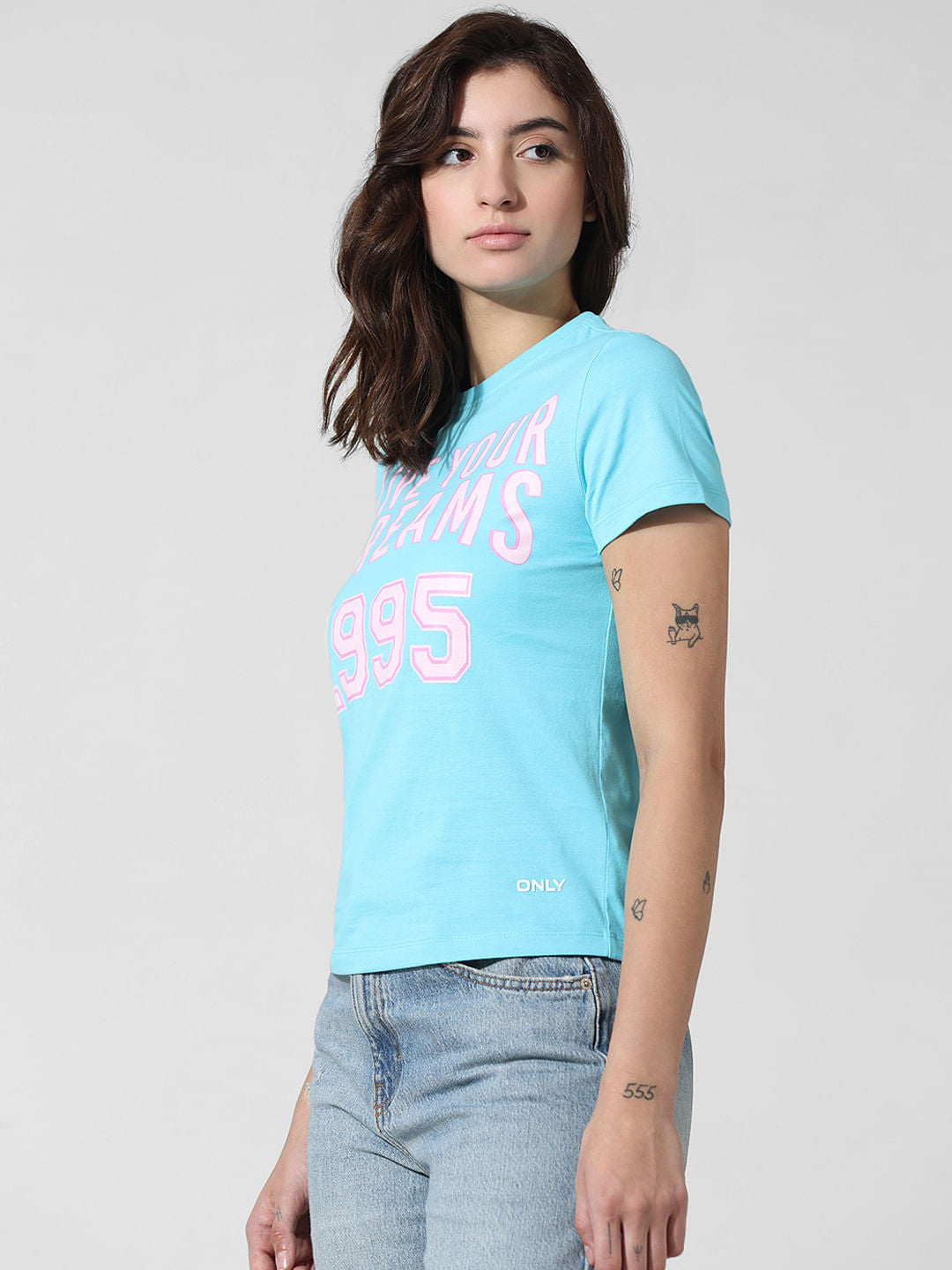 Blue Text Print T-Shirt