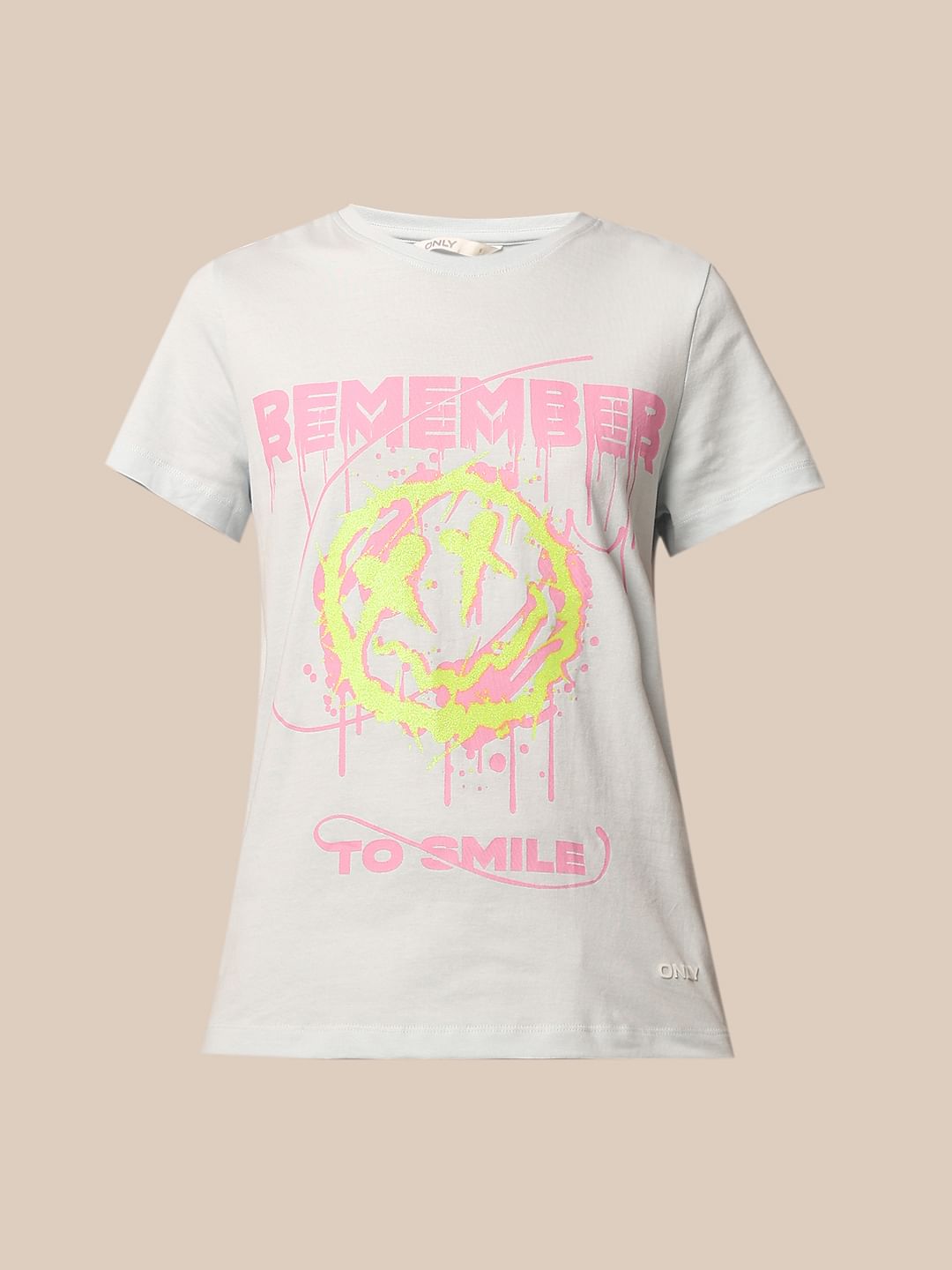 Light Blue Printed Cotton T-Shirt