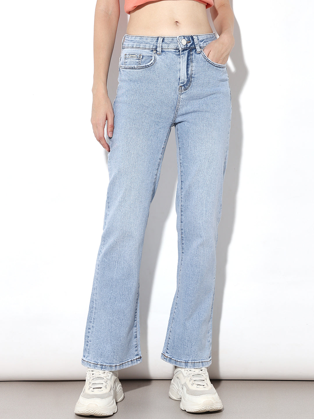Light Blue High Rise Flared Jeans