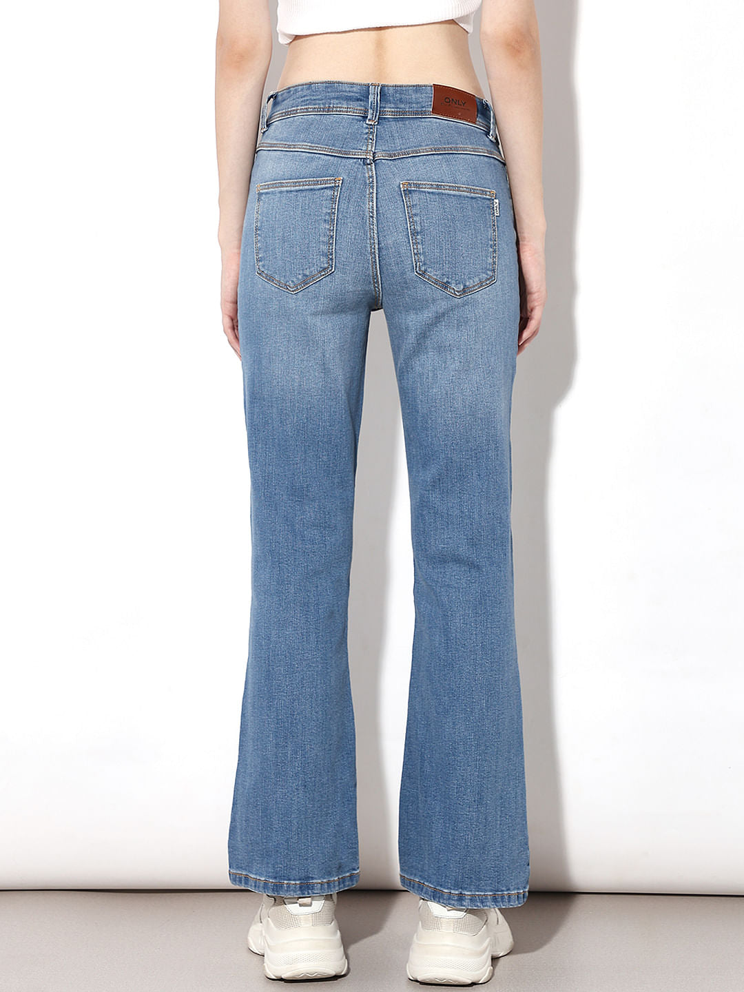 Blue High Rise Flora Flared Jeans