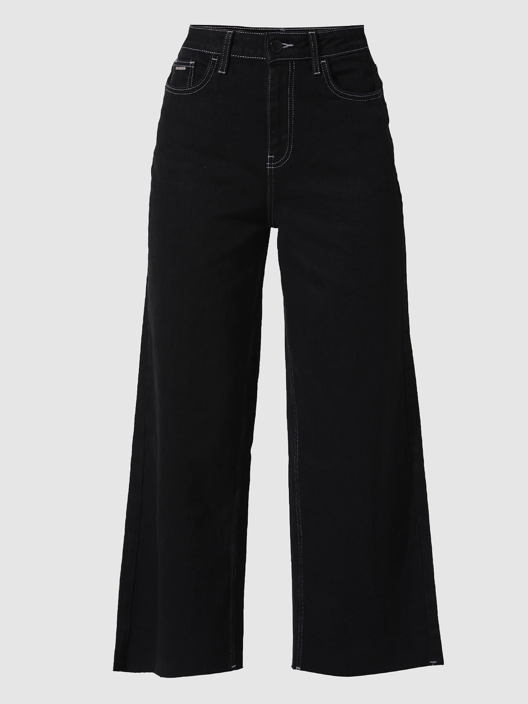 Black High Rise Wide Leg Jeans