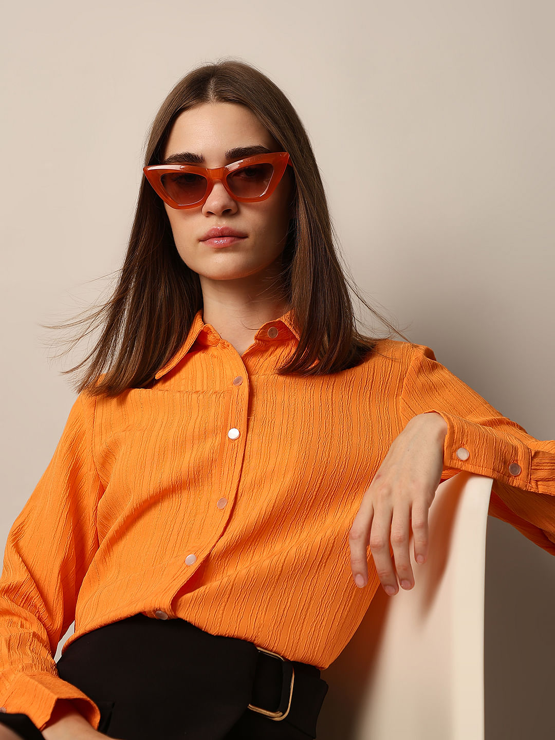 Orange Textured Shirt