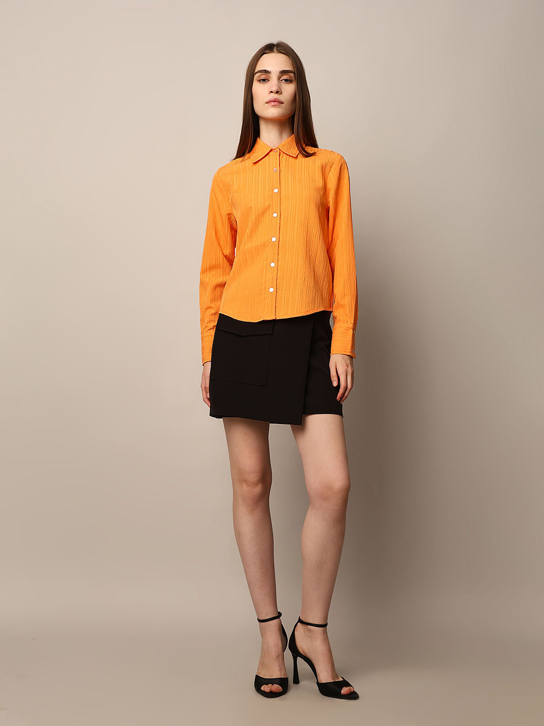 Orange Textured Shirt