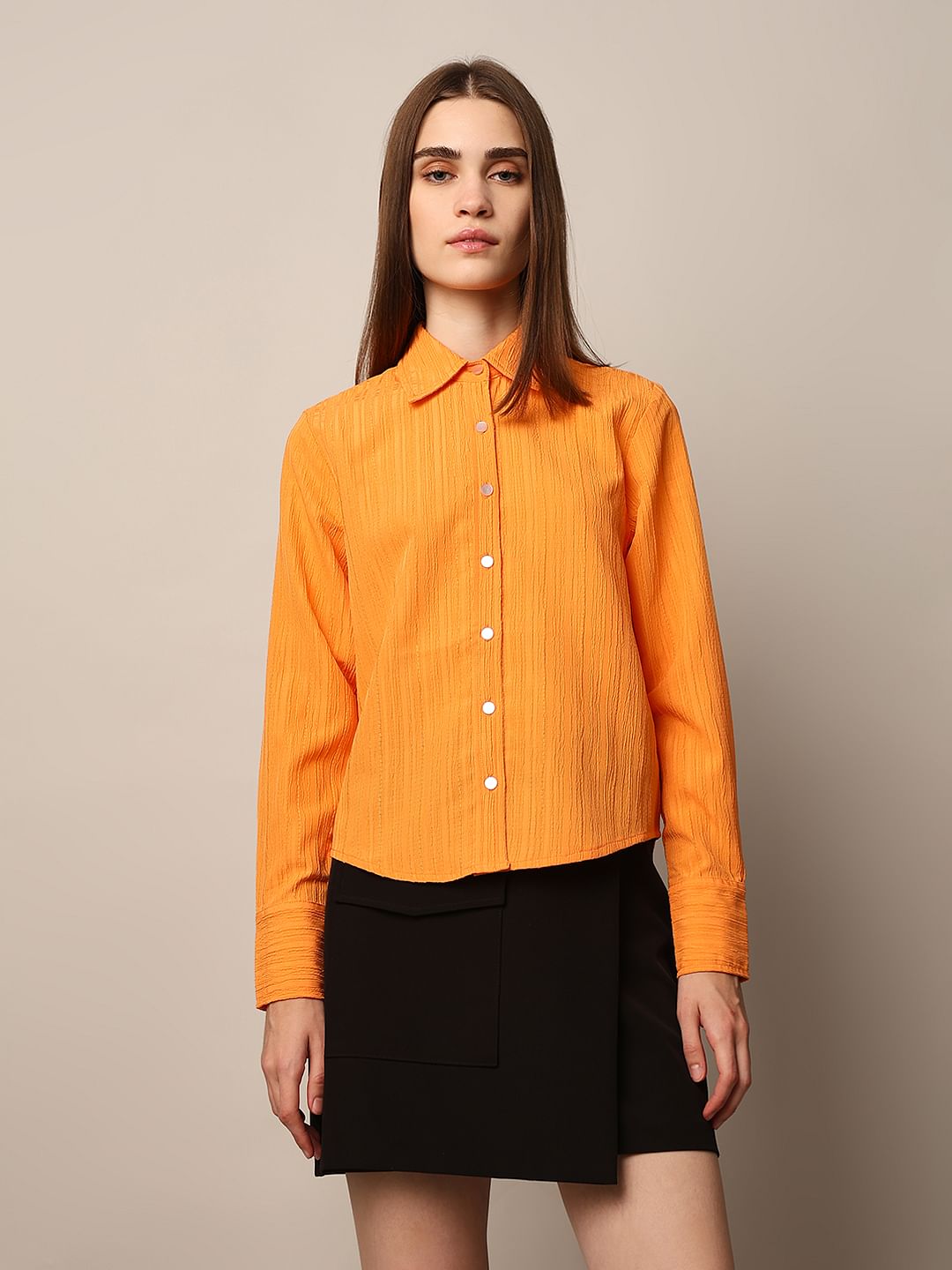Orange Textured Shirt