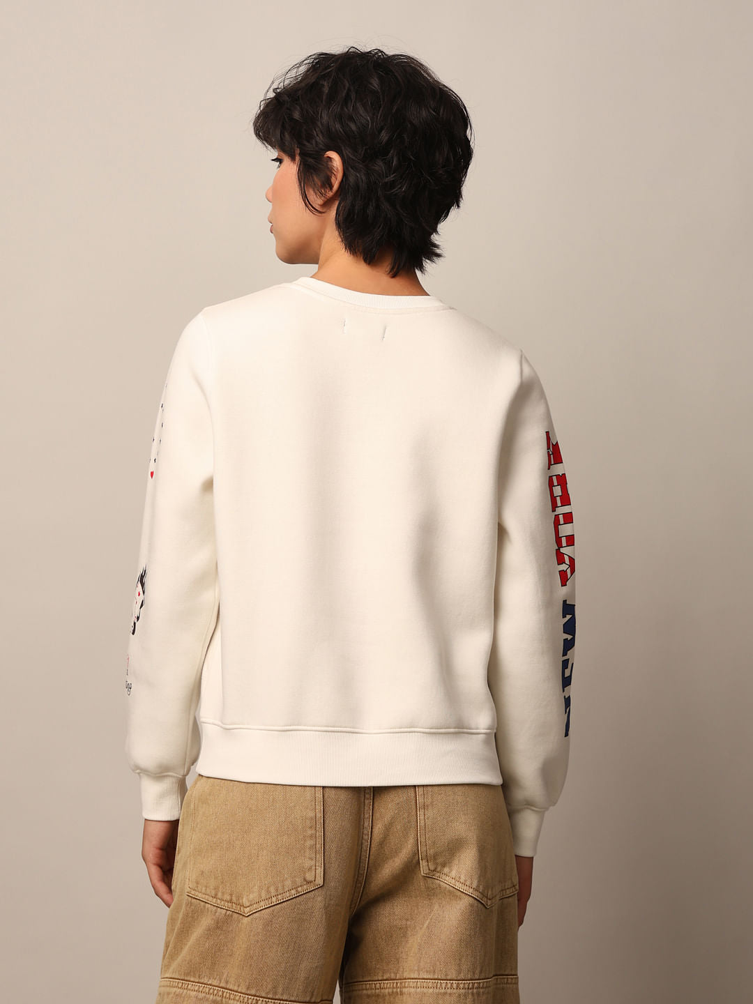 Beige Printed Sweatshirt