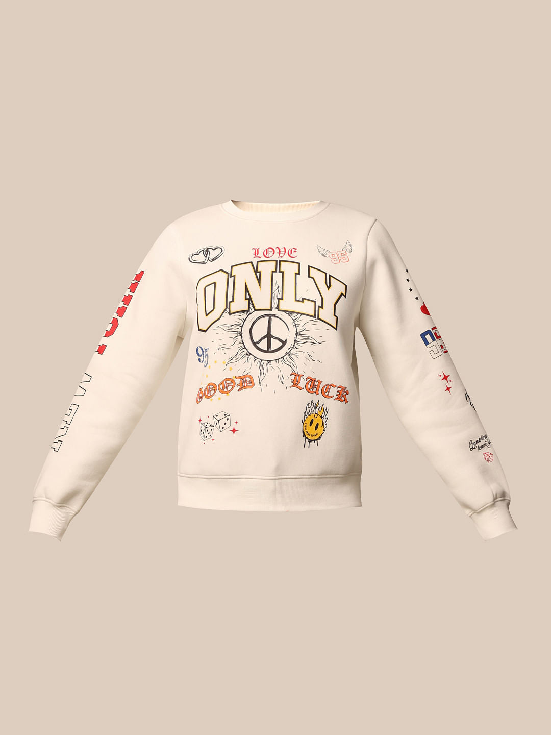 Beige Printed Sweatshirt