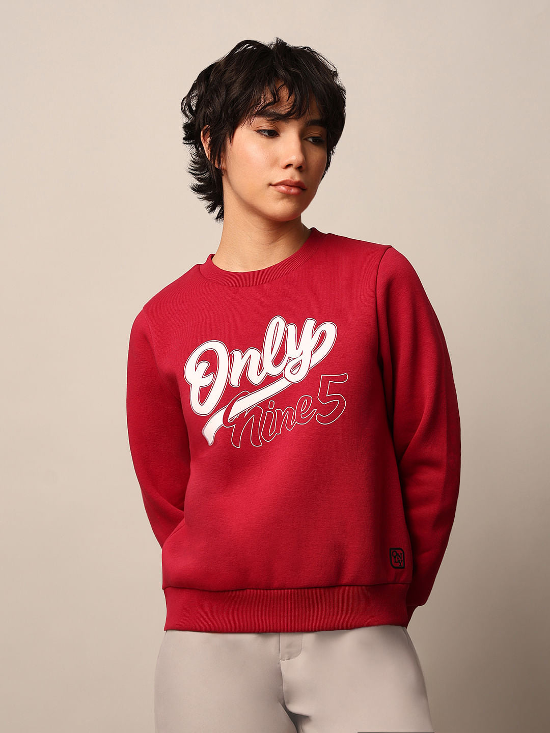 Dark Red Printed Sweatshirt