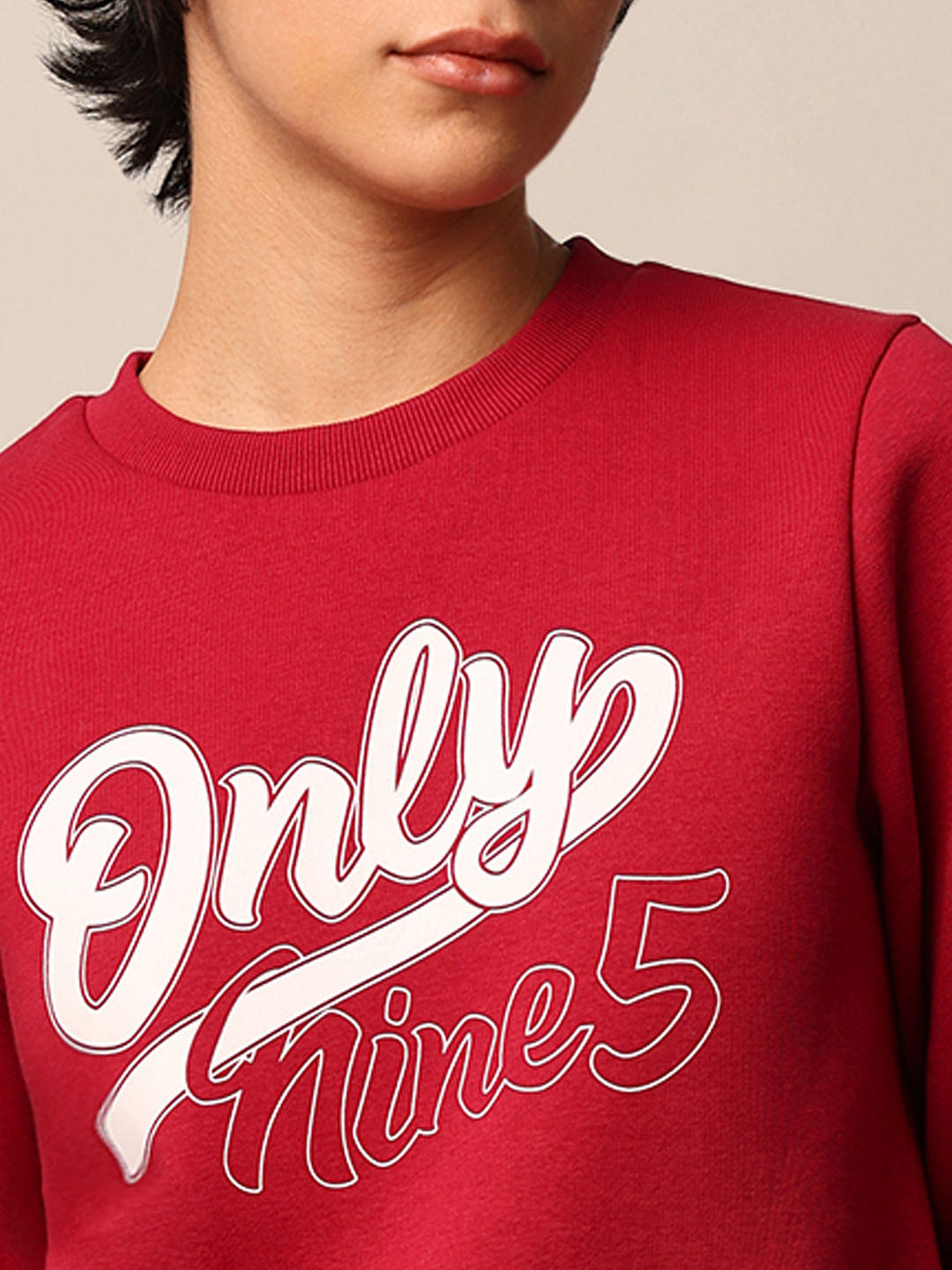 Dark Red Printed Sweatshirt