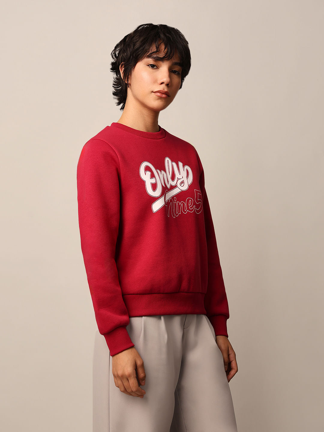 Dark Red Printed Sweatshirt