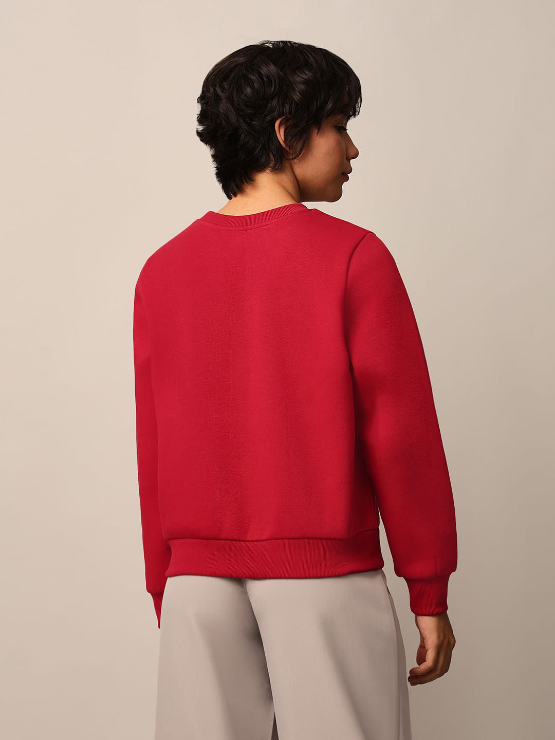 Dark Red Printed Sweatshirt