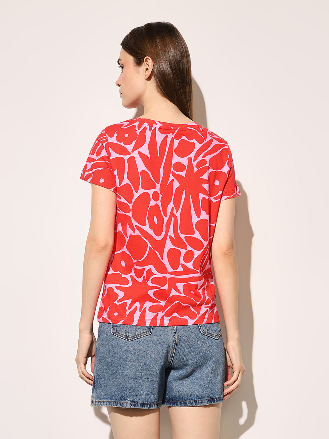 Red Cotton Printed T-shirt