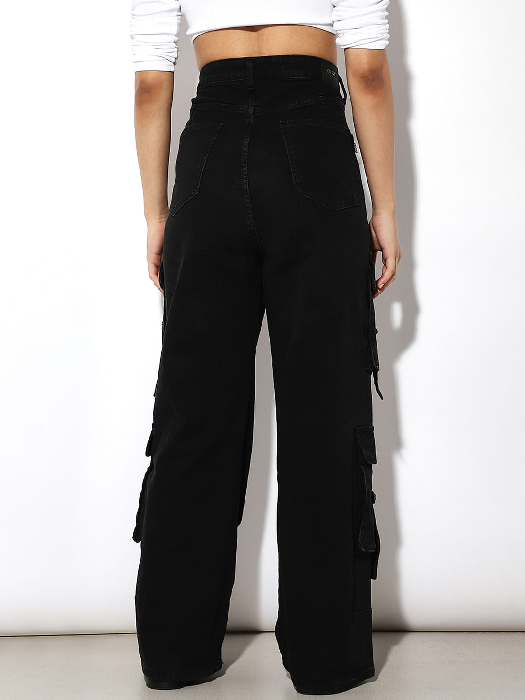 Black High Rise Cargo Jeans