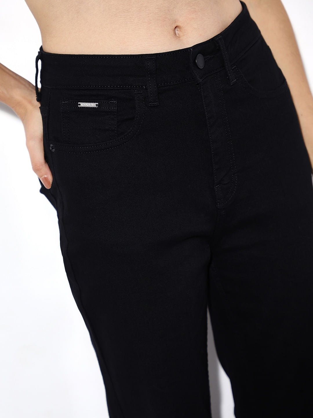 Black High Rise Straight Fit Jeans