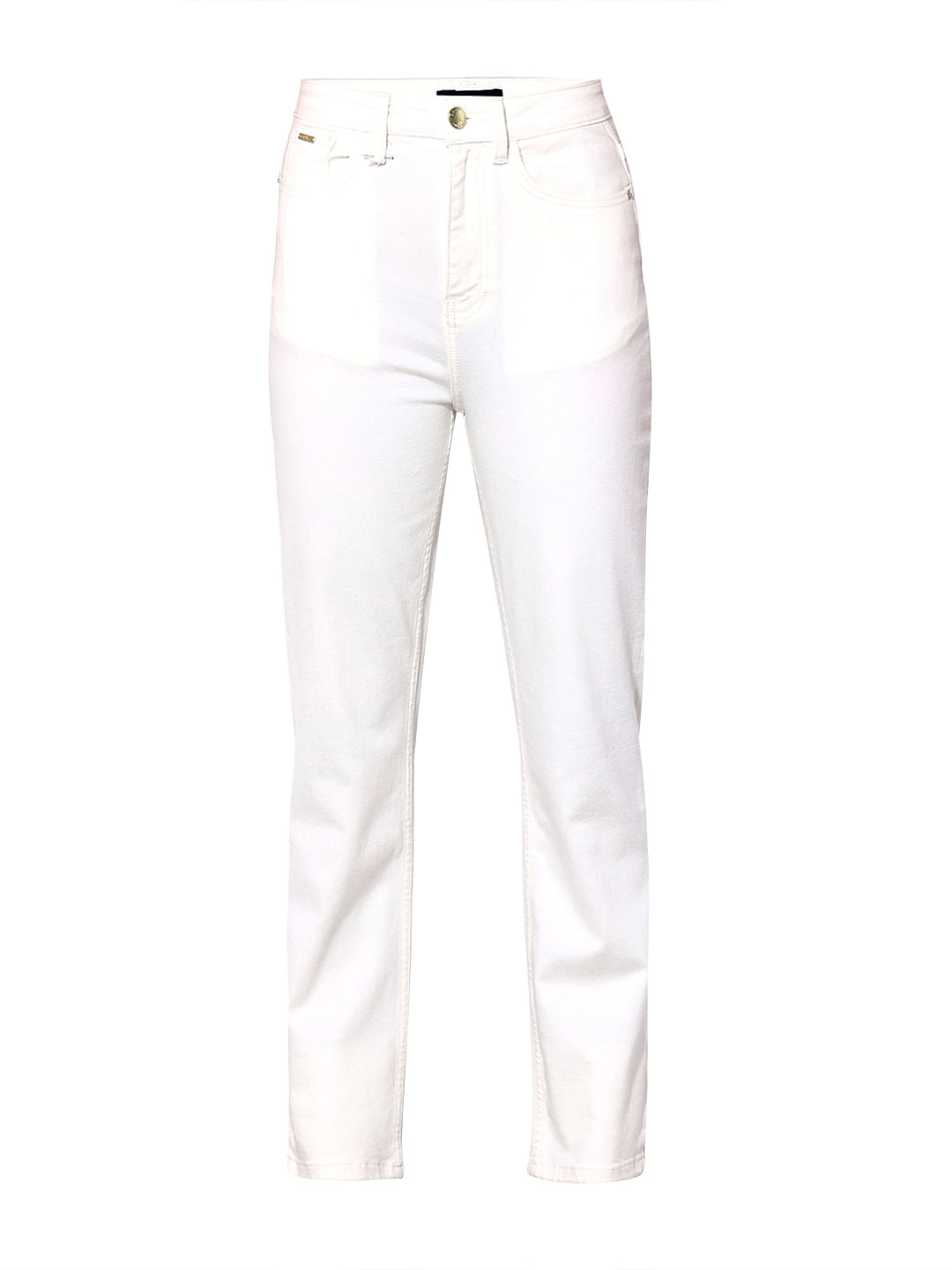 White High Rise Straight Fit Jeans