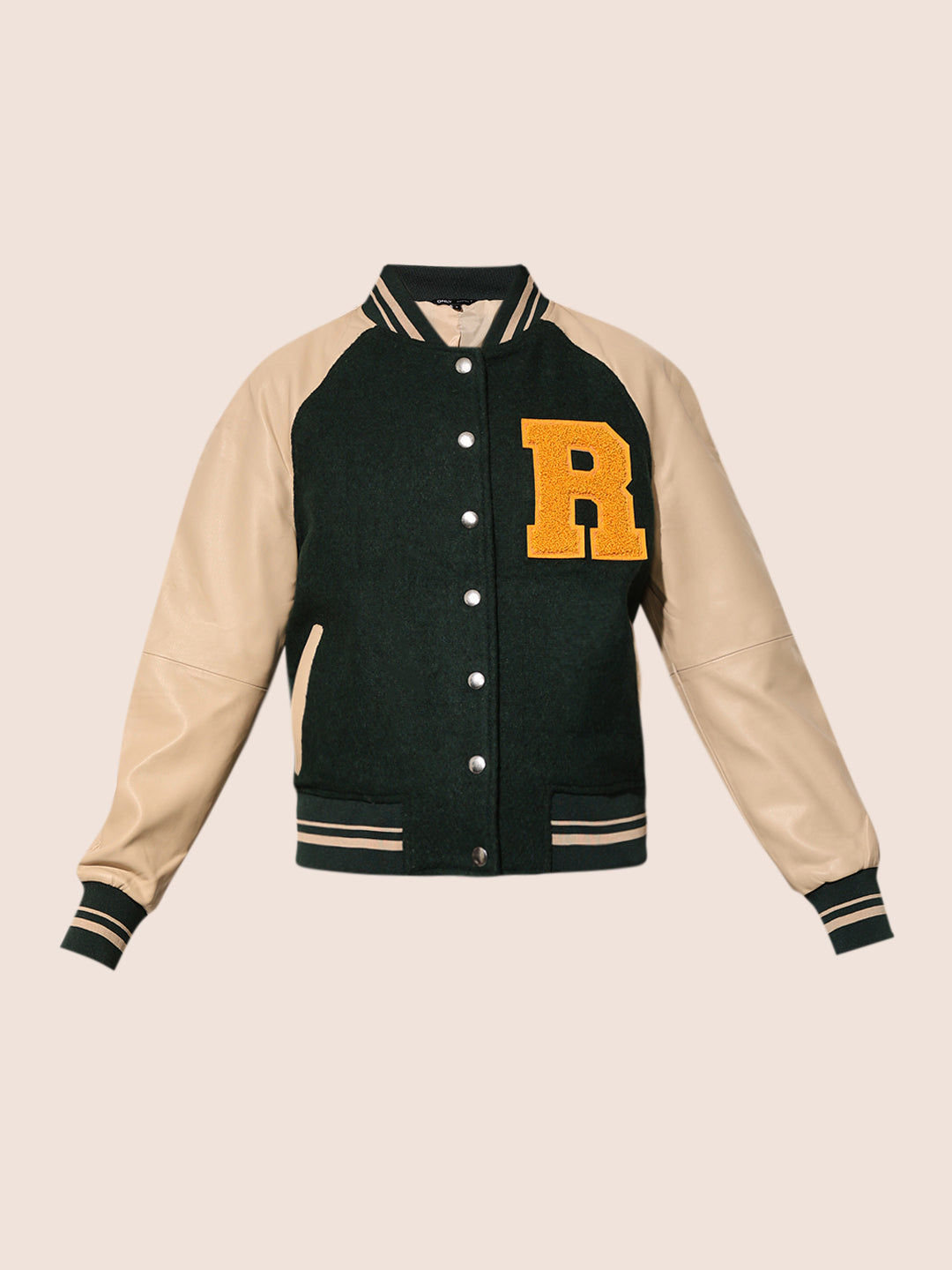 *p(R)ojectR® Logo Varsity Jacket ONLY Green Varsity Bomber Jacket