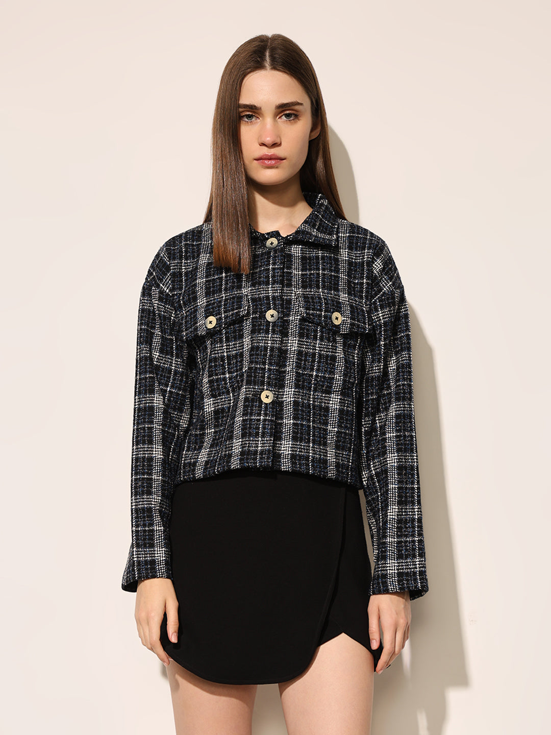 ONLY Dark Blue Tweed Jacket