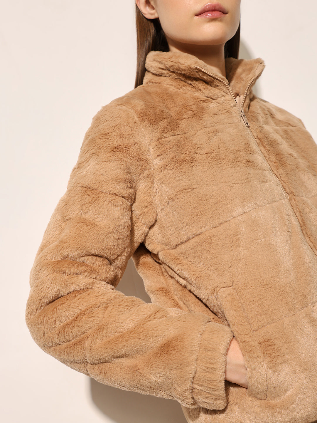 ONLY Brown Faux Fur Jacket