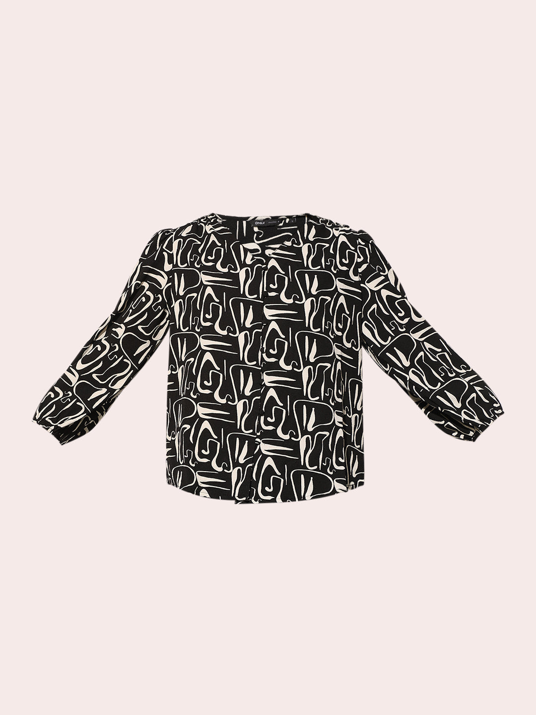 Black Abstract Print Top