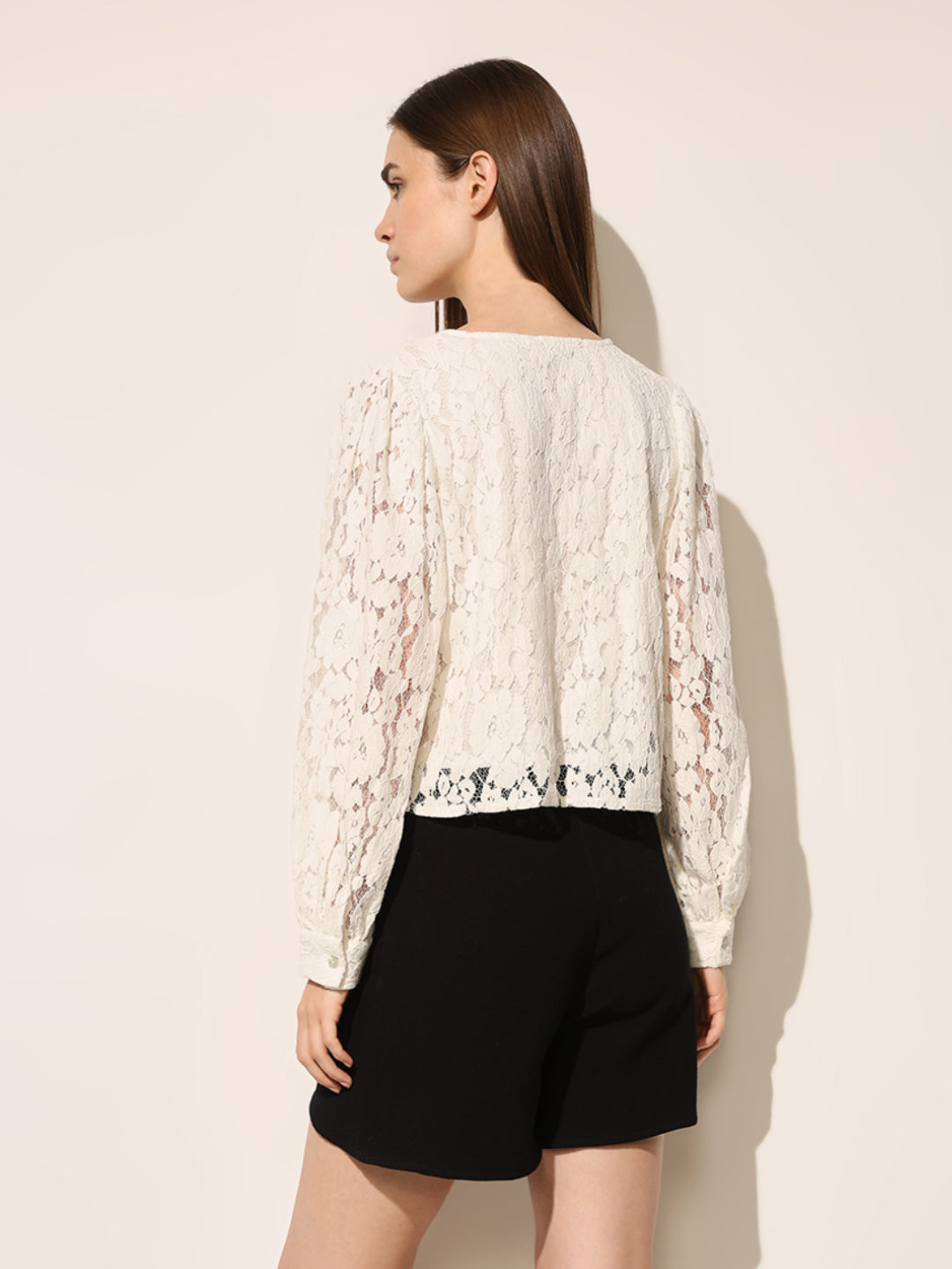 White Puff Sleeved Lace Top