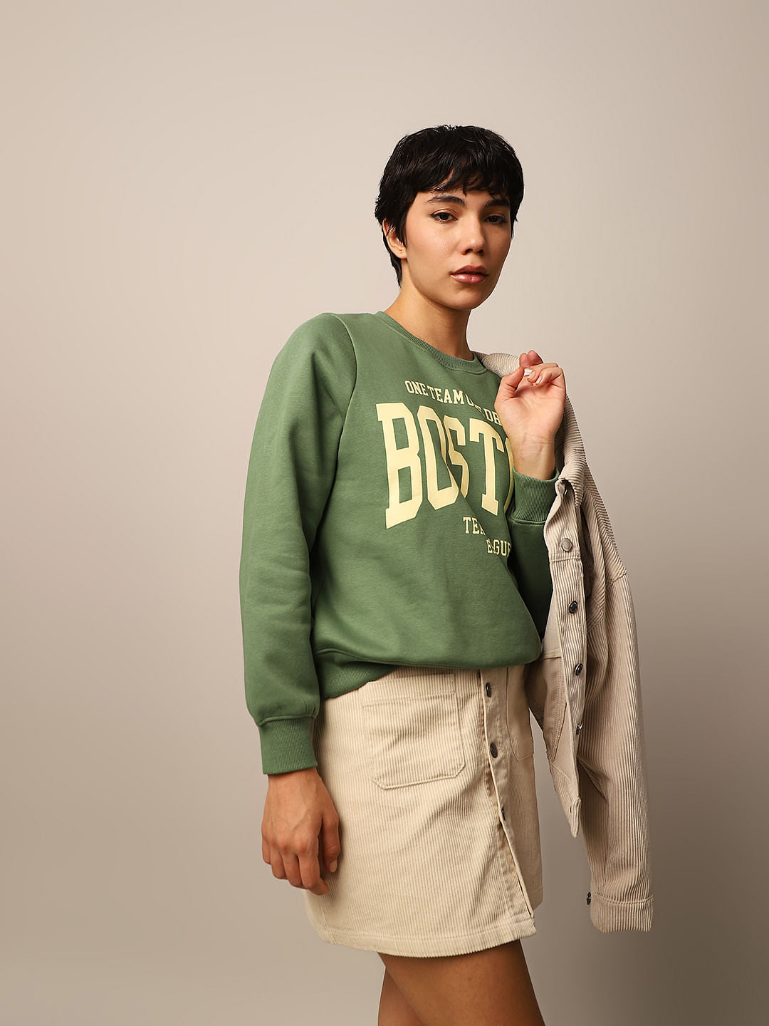 Dark Green Printed Sweatshirt