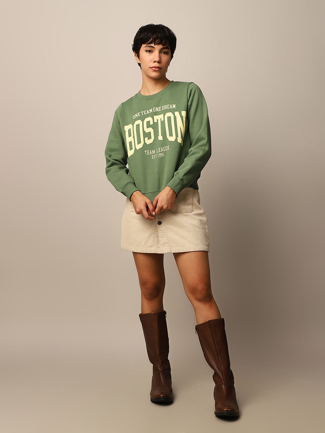 Dark Green Printed Sweatshirt