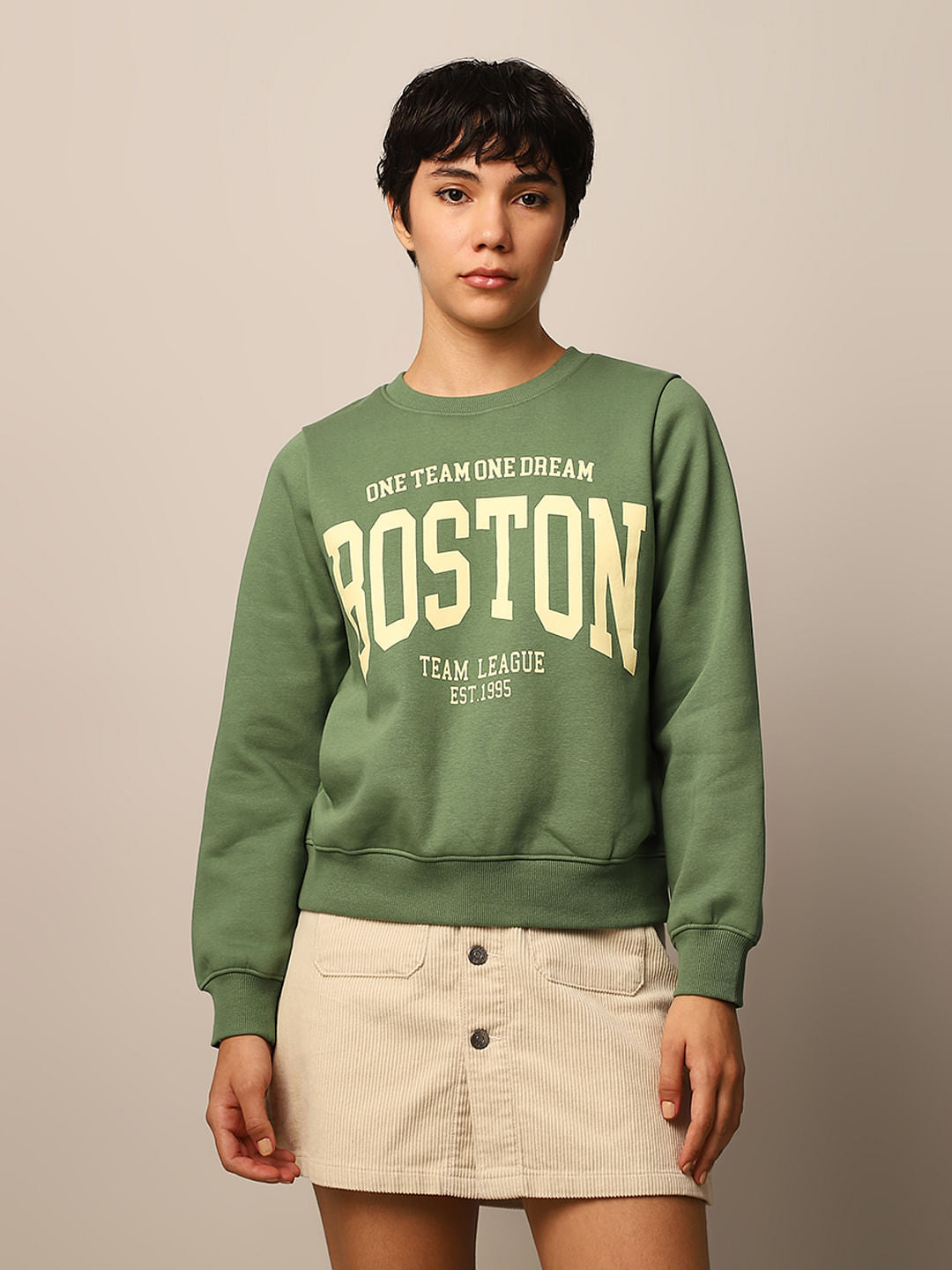 Dark Green Printed Sweatshirt