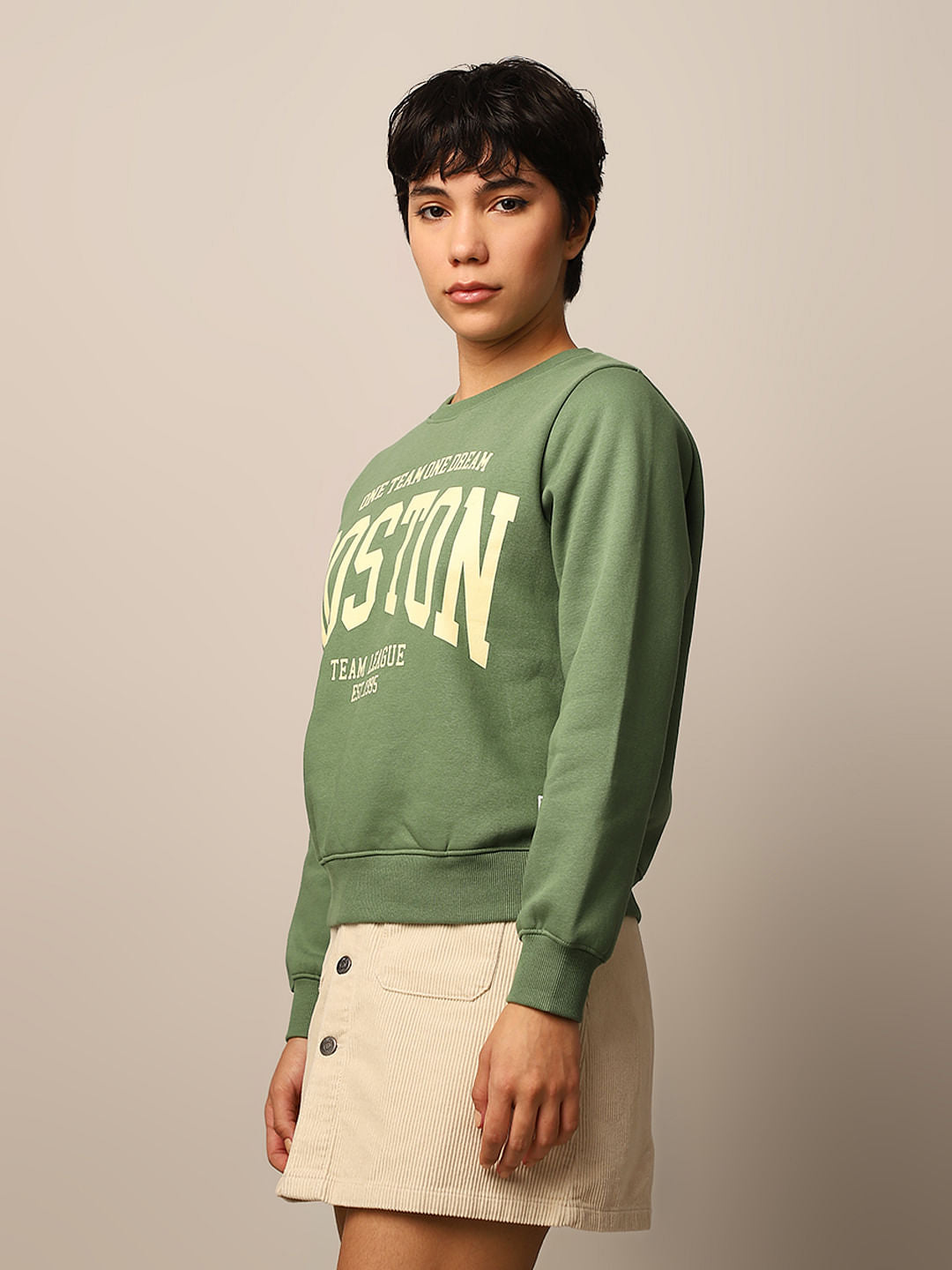 Dark Green Printed Sweatshirt