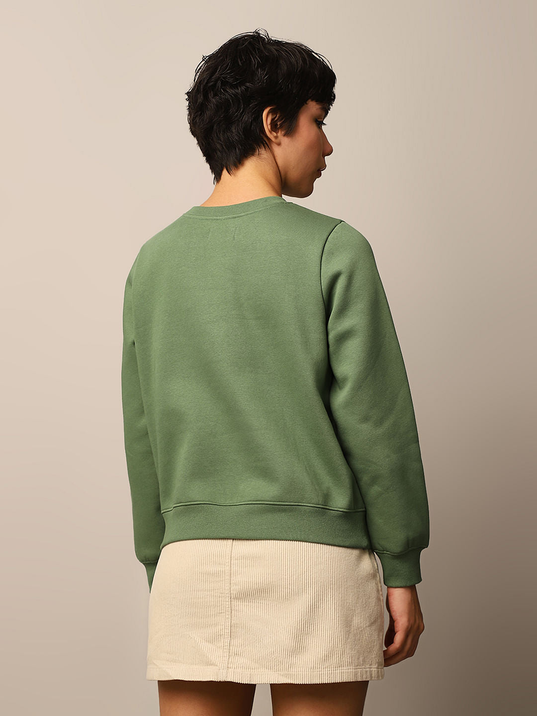 Dark Green Printed Sweatshirt