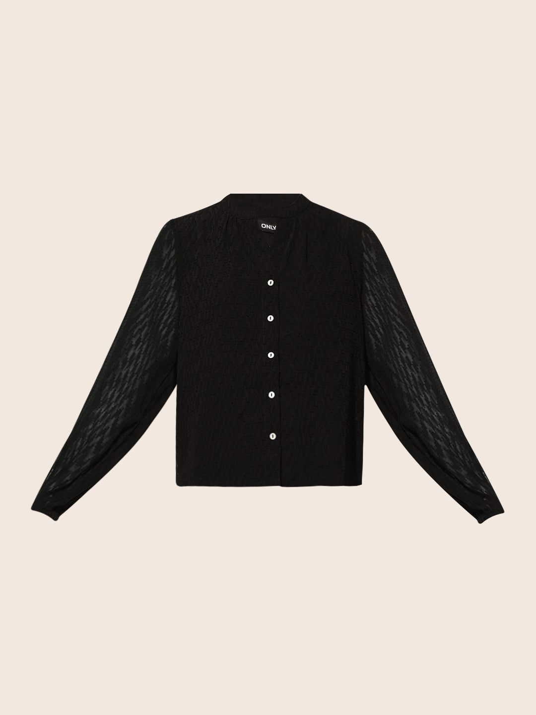 Black Textured V Neck Top