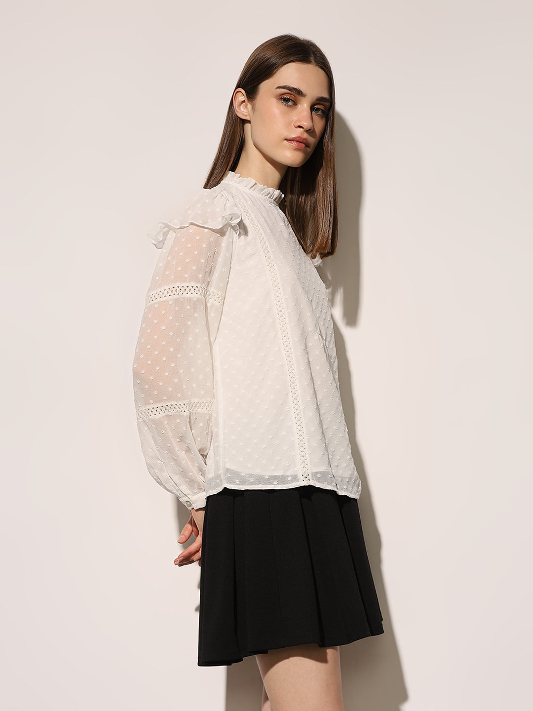 candy check tweed ruffle frill topsホワイト candy check tweed ruffle frill tops – shéller / シェリエ