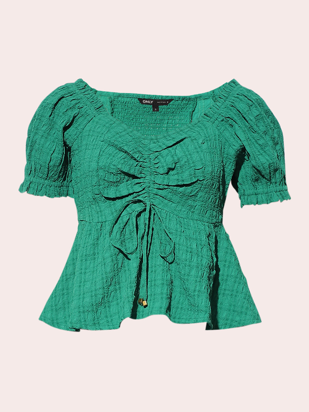 Green Textured Peplum Top