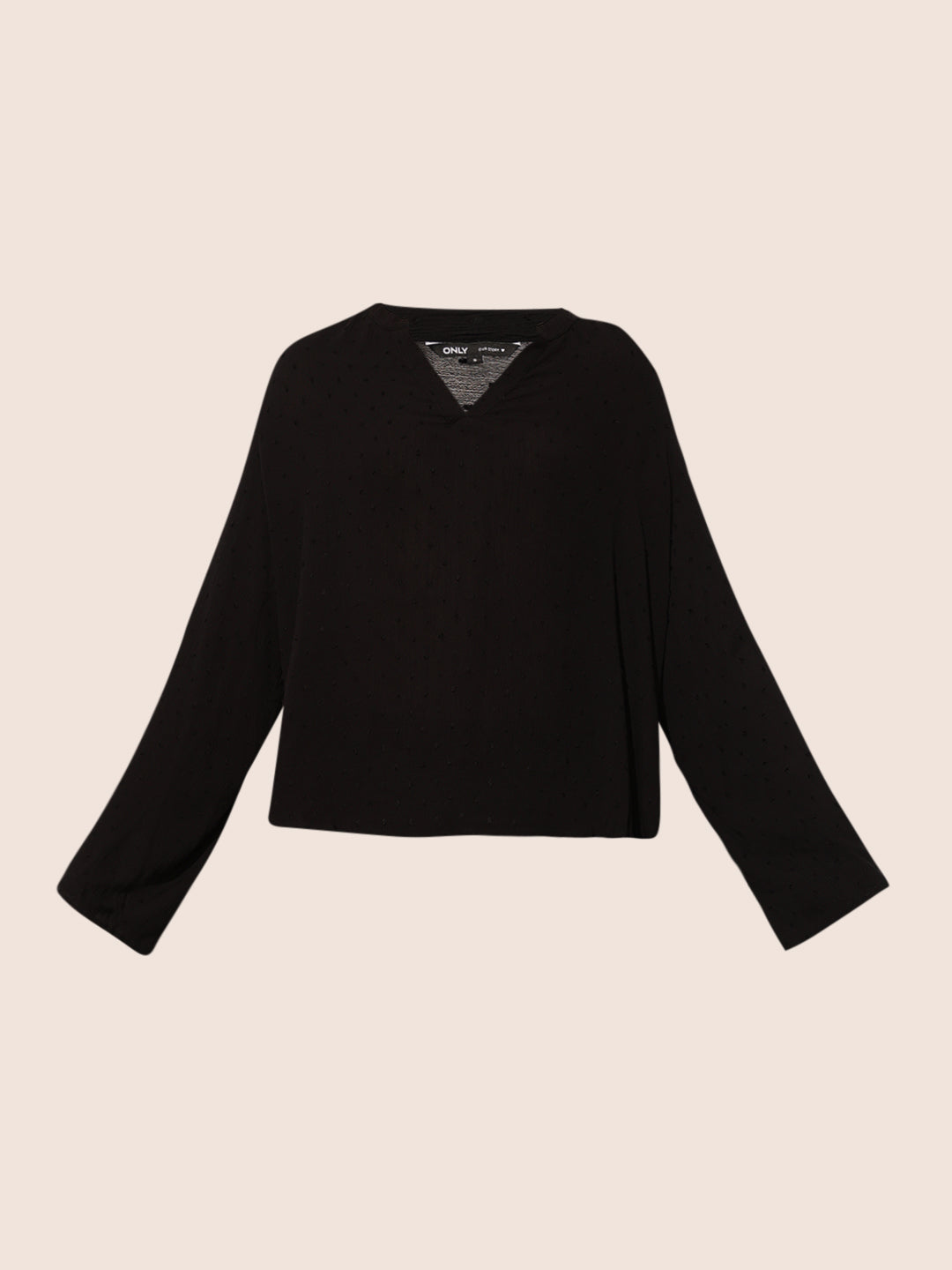 Black Dobby V Neck Top