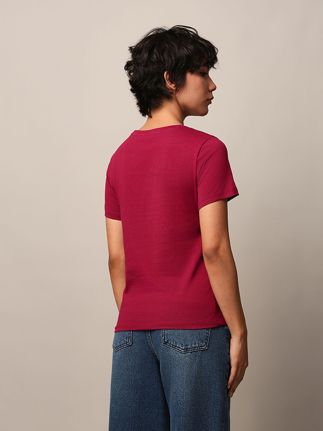 Maroon Floral Print T-Shirt