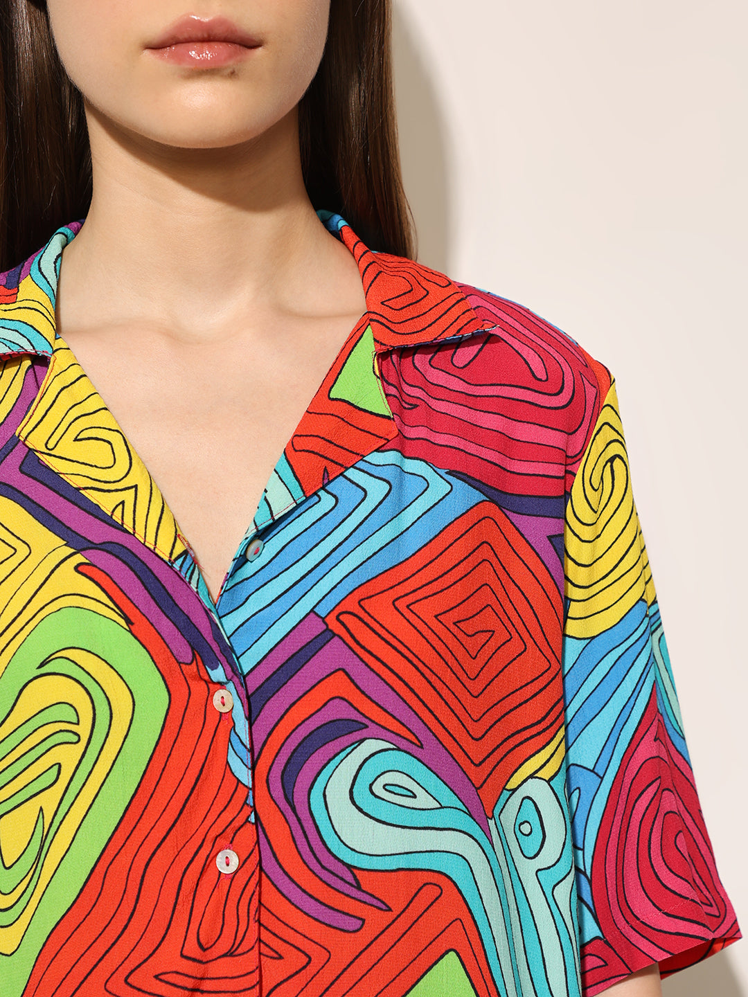 Red Printed Viscose Shirt