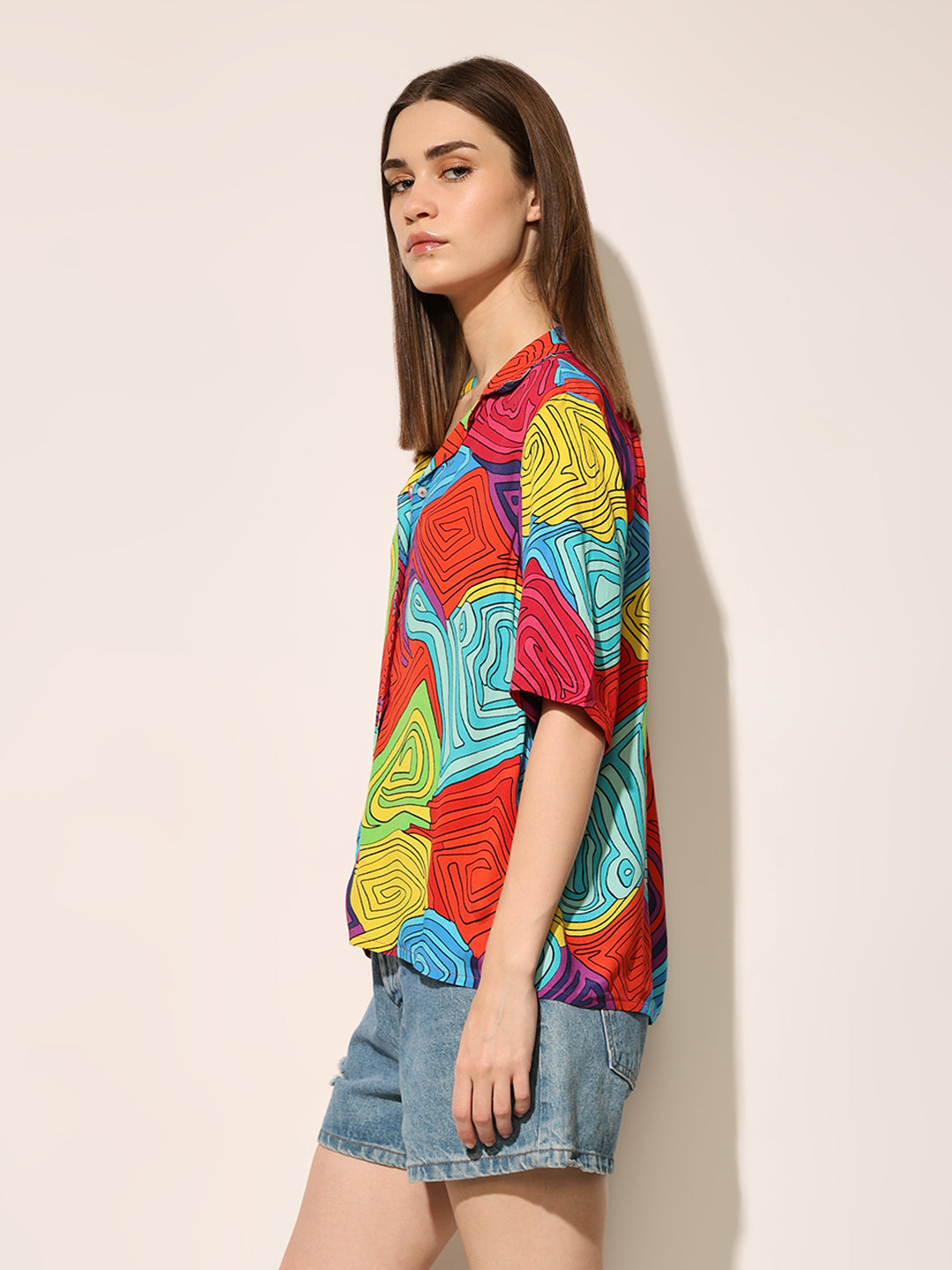 Red Printed Viscose Shirt