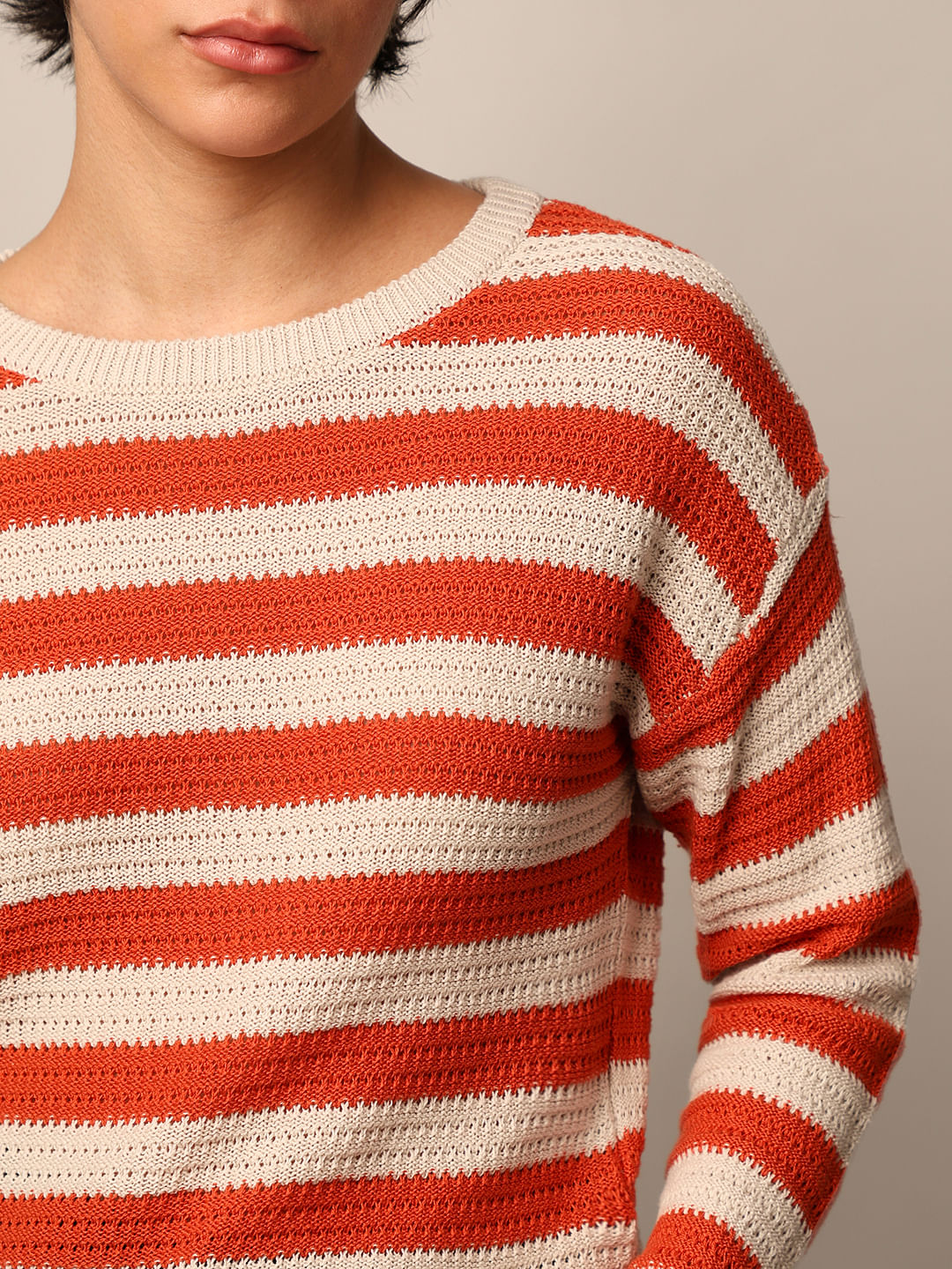 Beige Striped Pullover