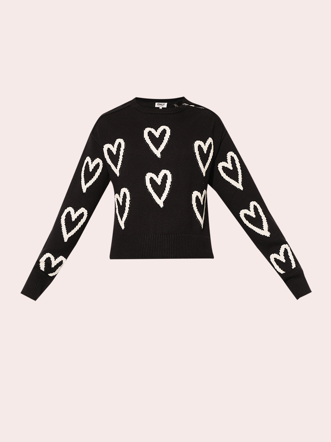 Black Heart Print Pullover