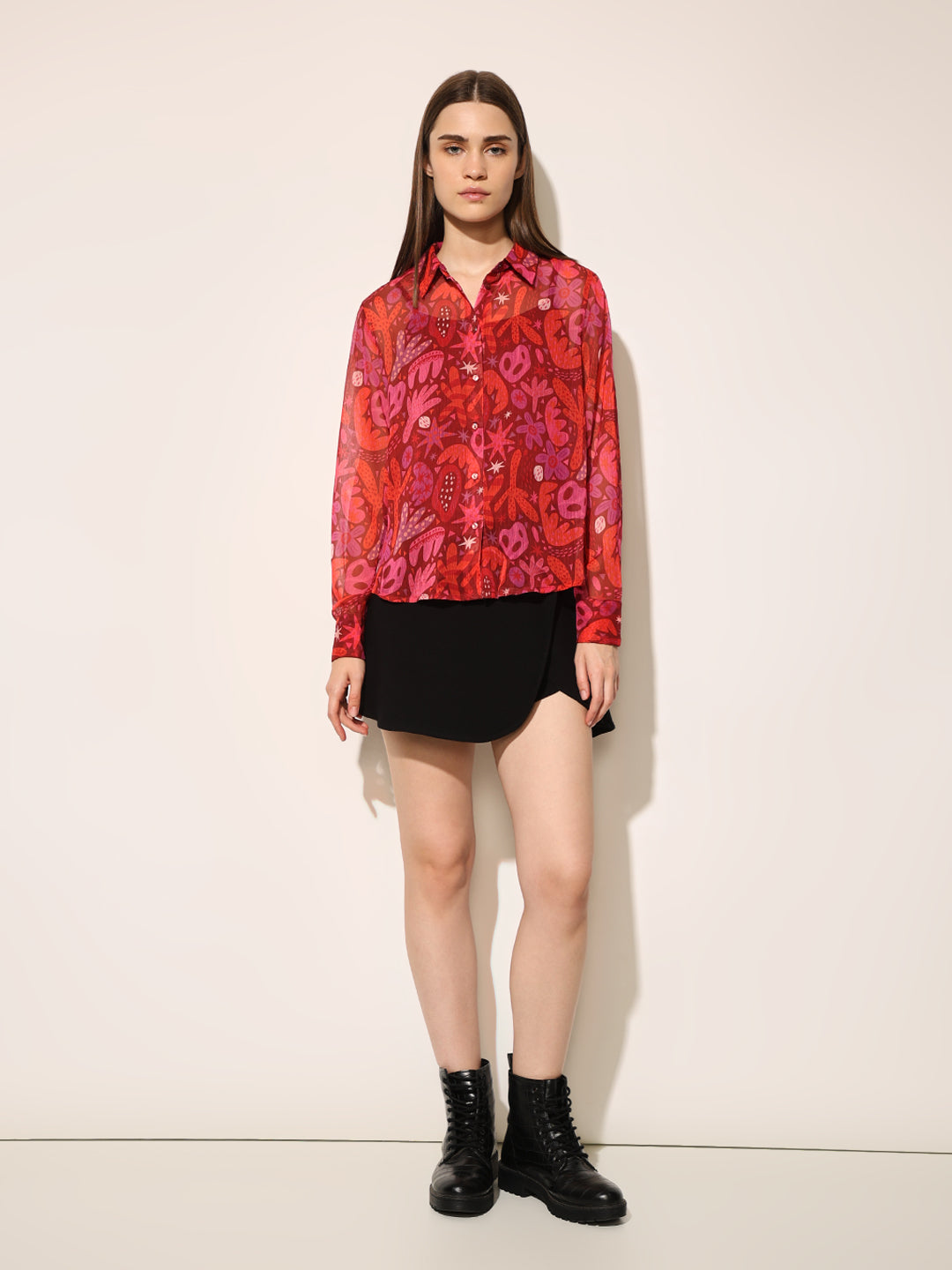 Red Printed Shirt