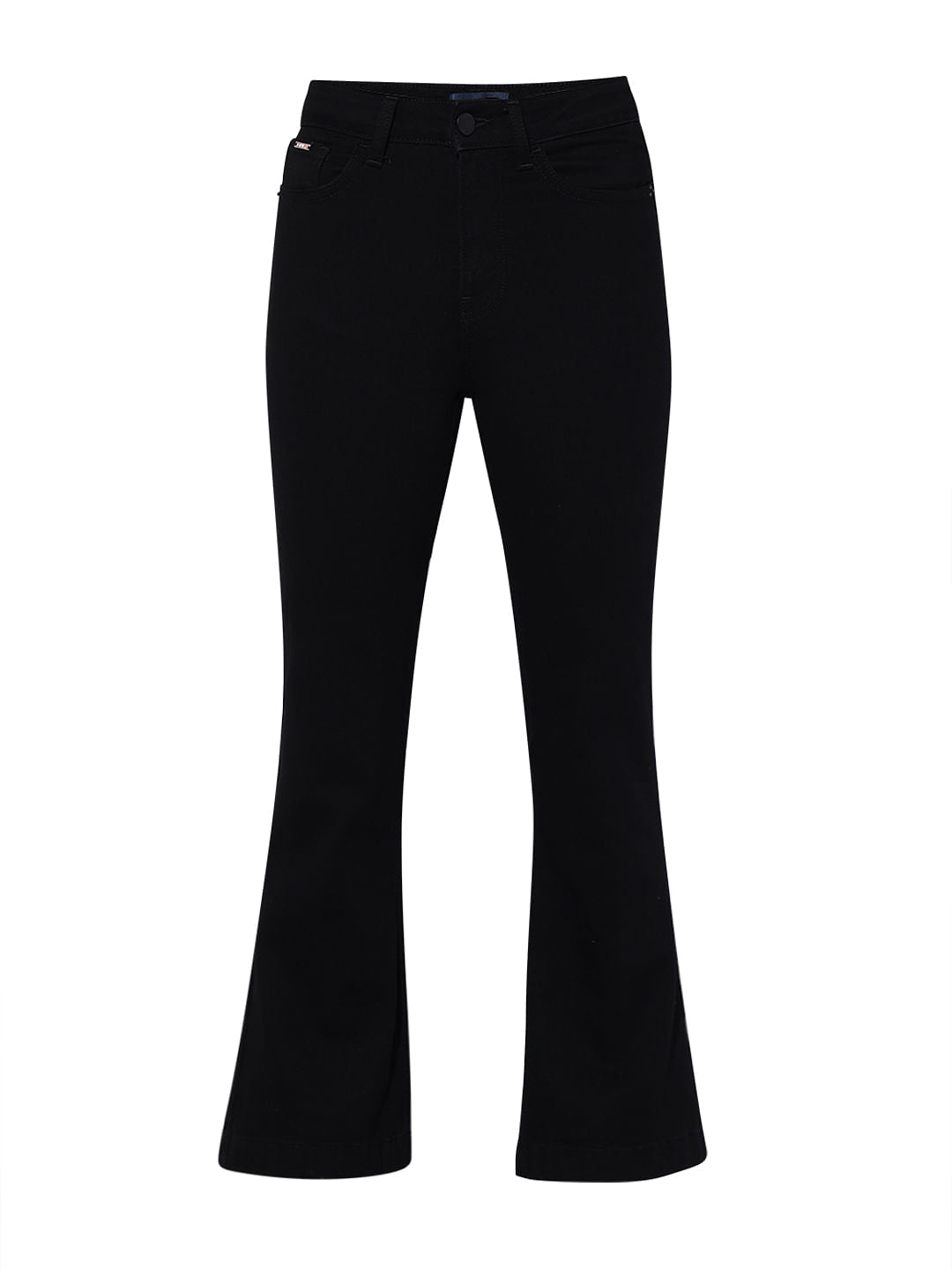 Black Mid Rose Flora Flared Jeans