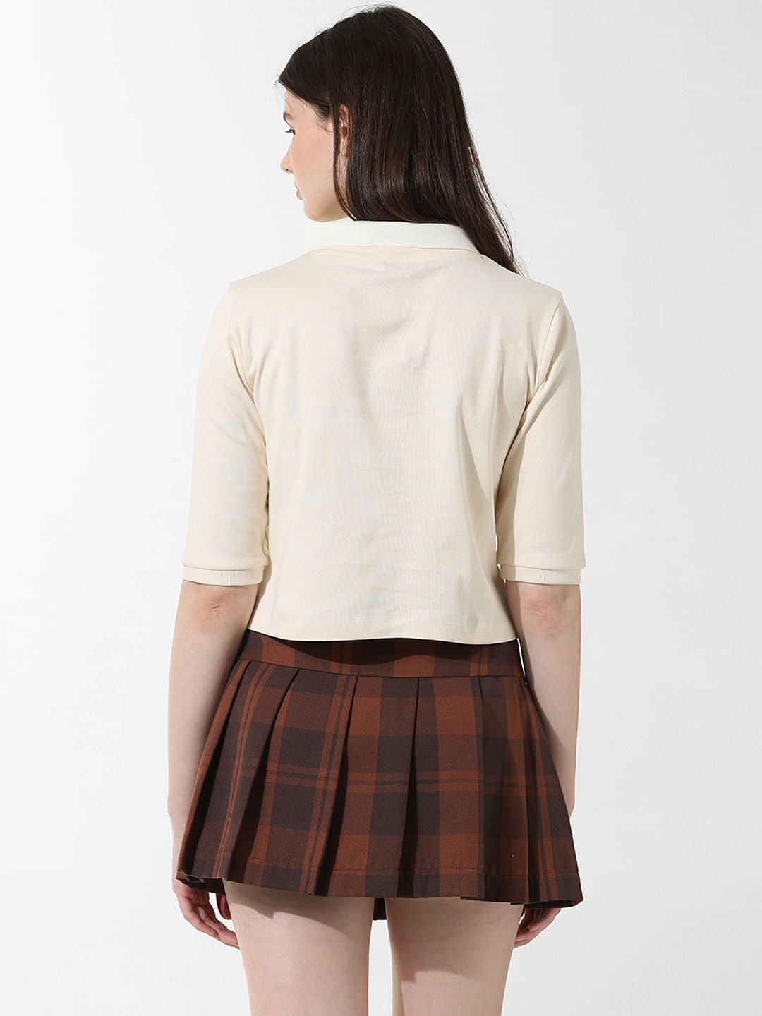 Cream Printed Polo T-Shirt