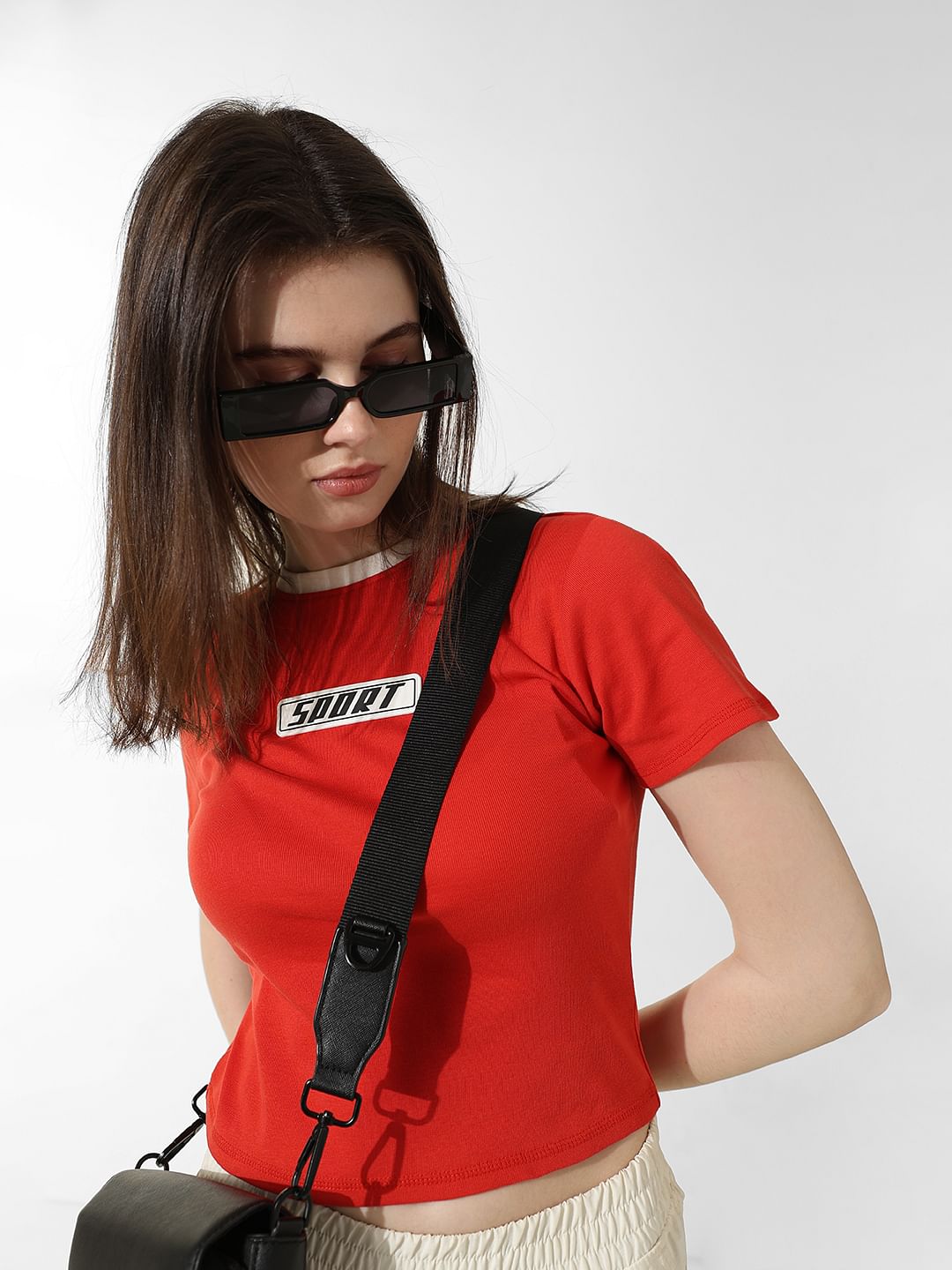 Red Text Print T-Shirt