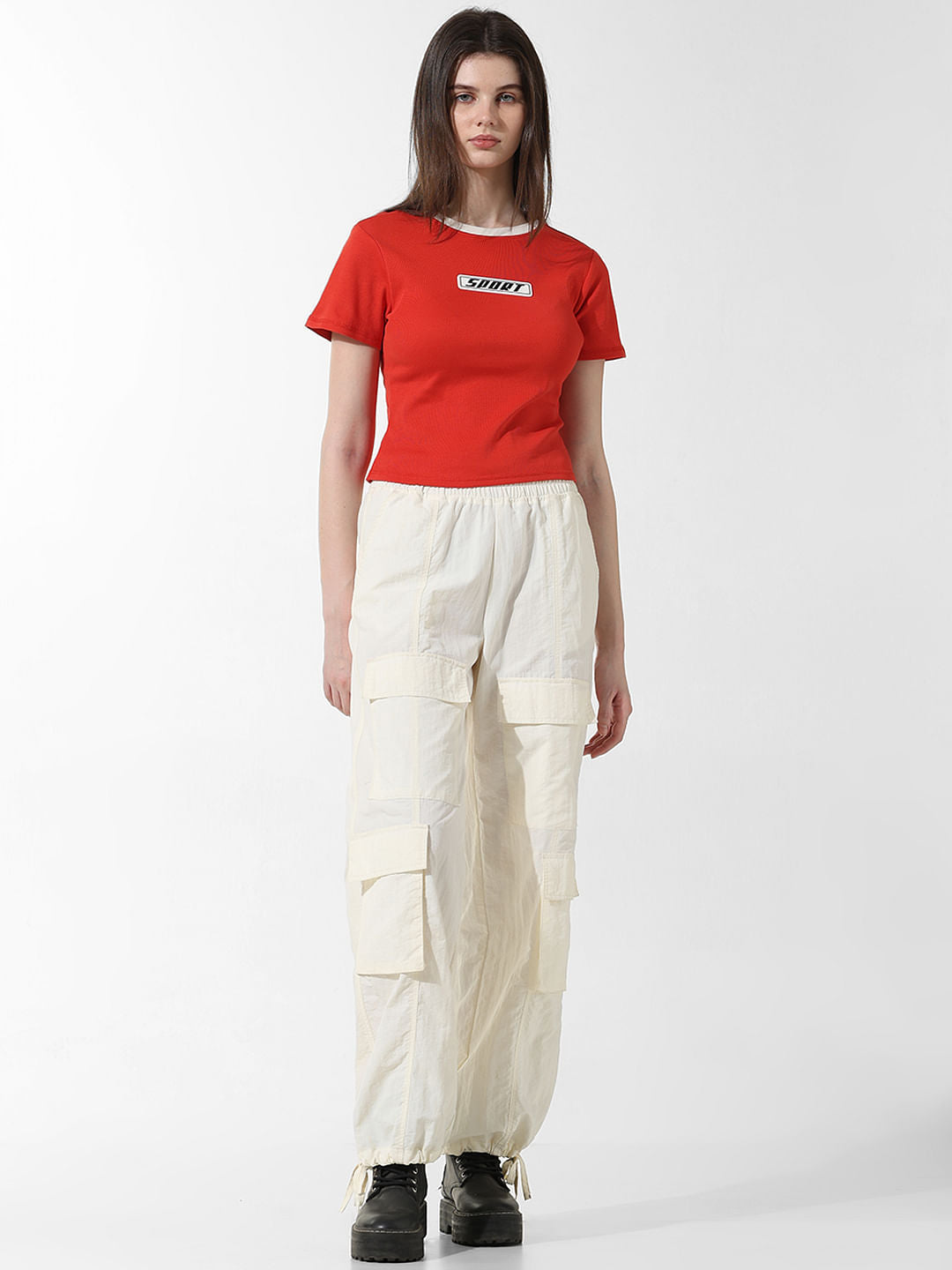 Red Text Print T-Shirt