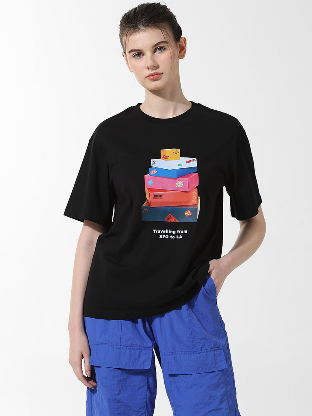 Black Printed Oversized T-Shirt