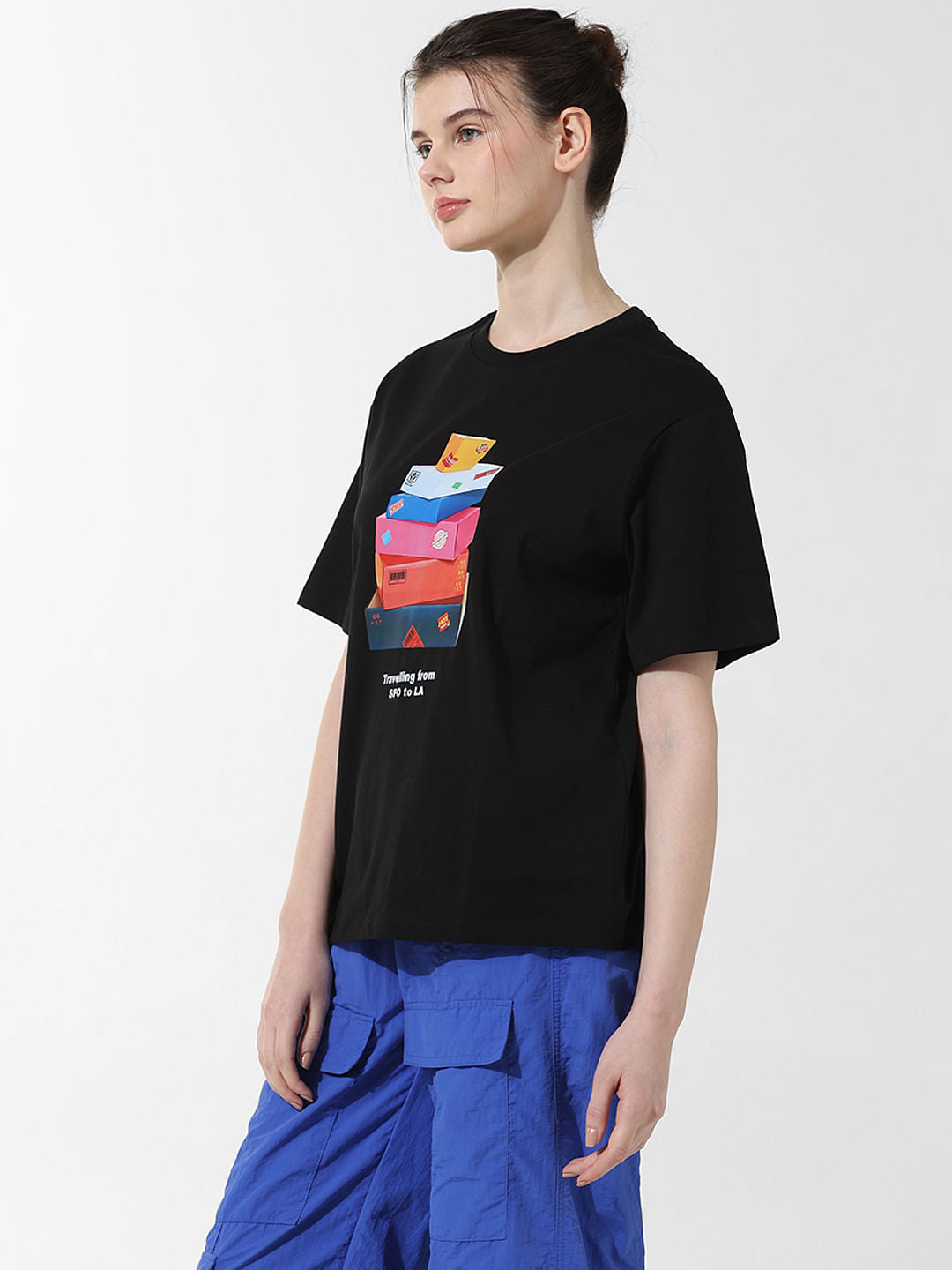 Black Printed Oversized T-Shirt